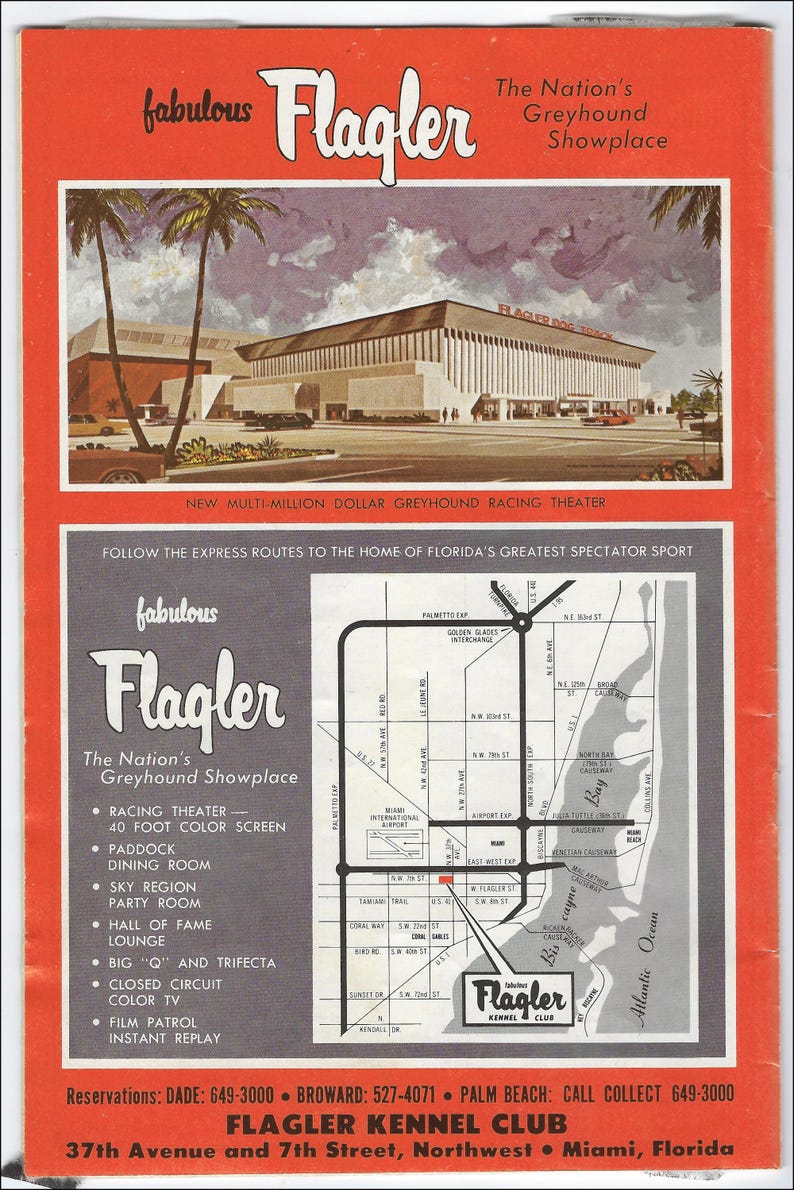Flagler 1976 Greyhound Racing Miami Program and Betting Tickets - Etsy