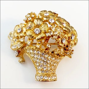 Vintage Bouquet Rhinestone Brooch Pin