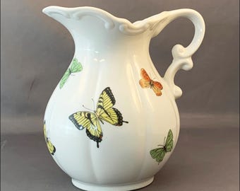 Vintage Butterfly Porcelain China Pitcher 5.5”