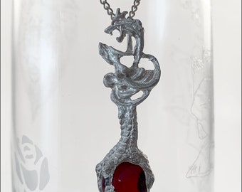 Dragon Vintage Pewter Pendant Chain Necklace