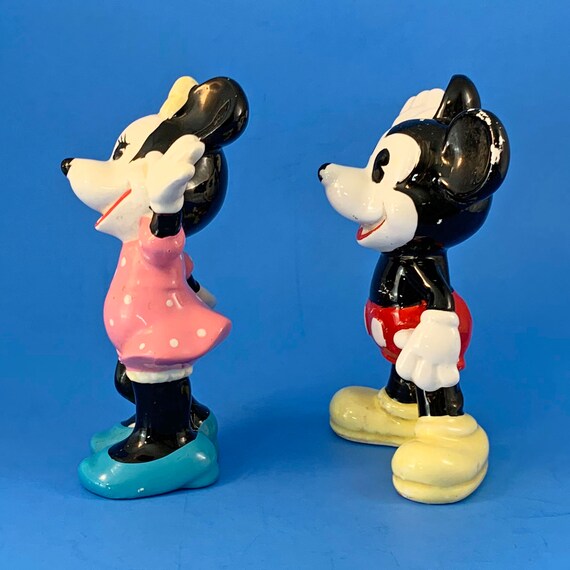 Mickey and Minnie Mouse Vintage Figurines Japan Paper Labels