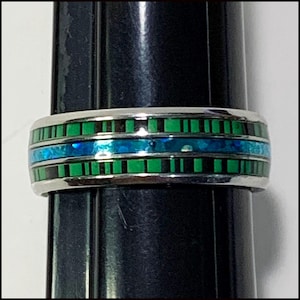 Vintage Inlay Ring Band Size 12.5