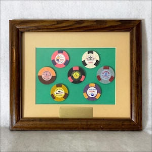Vintage Casino Las Vegas Tribute Chips Bill Borland Framed Set
