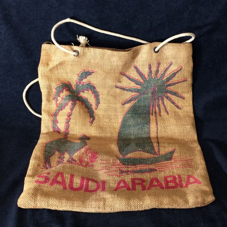 Saudi Arabia Vintage Burlap Tote Bag Etsy