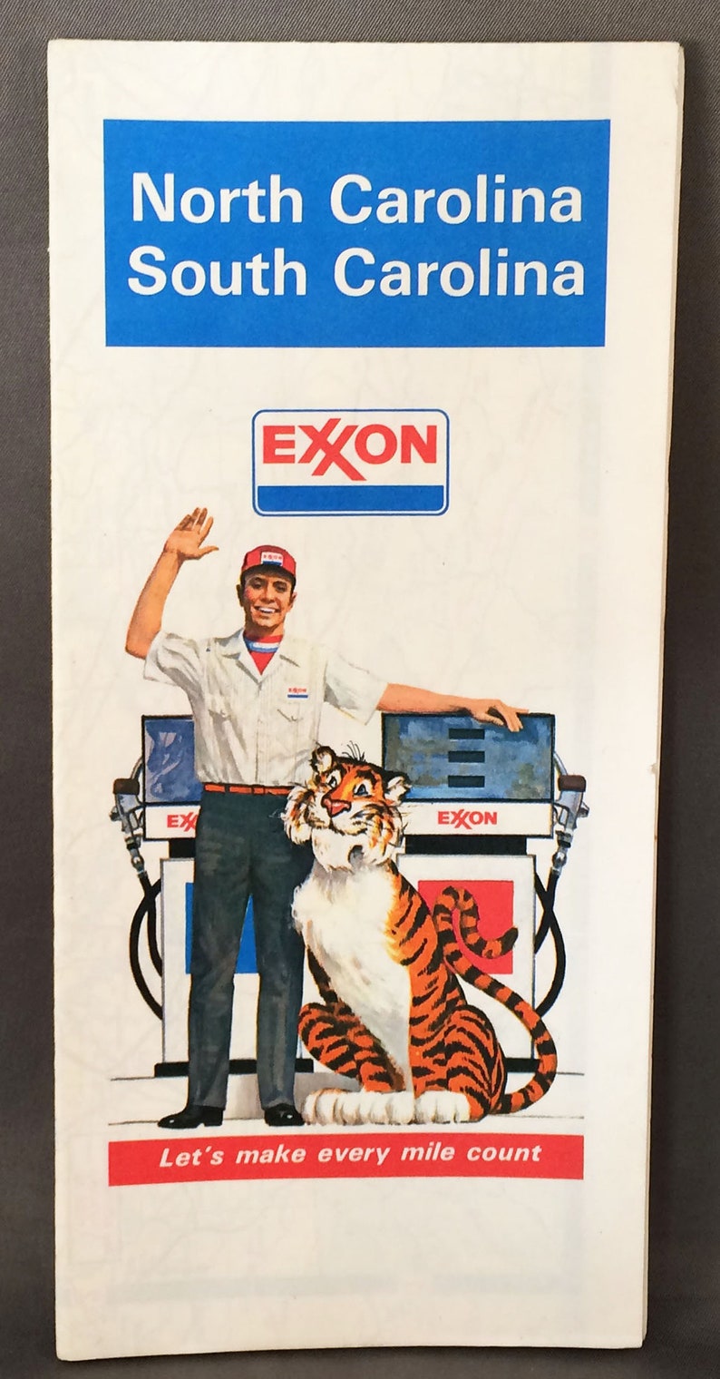 Exxon 1978 Road Map North Carolina South Carolina Etsy
