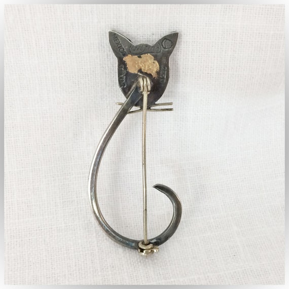 Sterling Silver Vintage DelFino Cat Brooch Pin - image 2