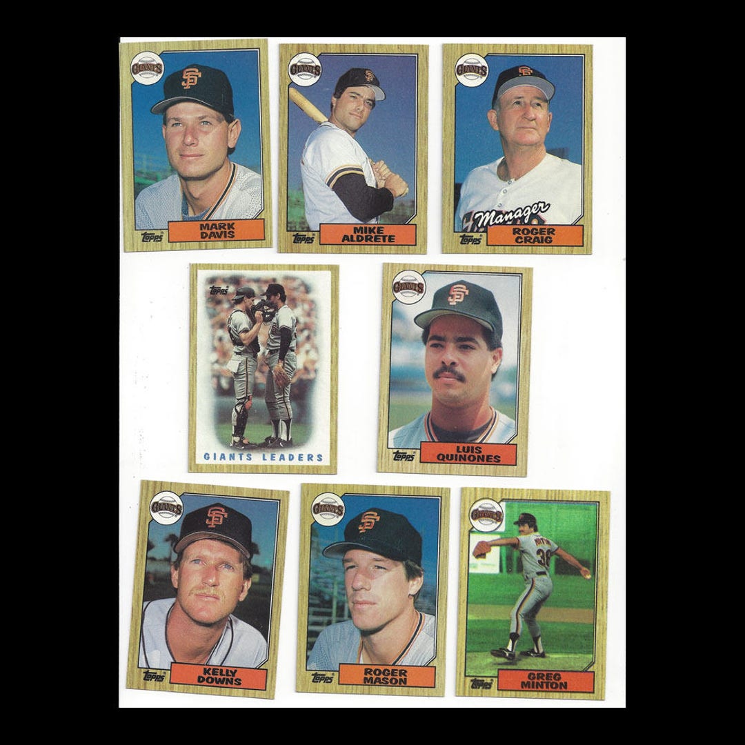 San Francisco Giants 1987 Topps Baseball Cards 8 Pc, Free Shipping Etsy