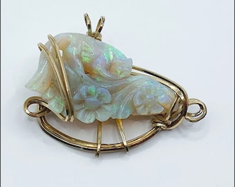 Vintage Opal Large Hand Carved Pendant OOAK