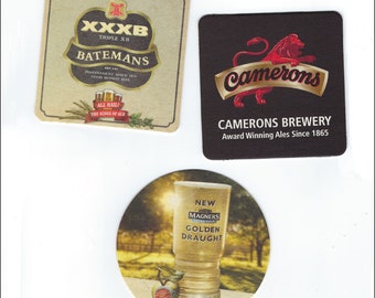 Vintage English Pub Coaster Beer Mats 3 pc