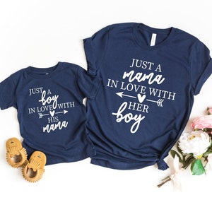 Per Mommy and Me Matching Shirt, Mommy and Me outfits, Just a Boy in Love with his Mama Shirt, Mom Son Matching Shirt Set, Baby Shower Gift
