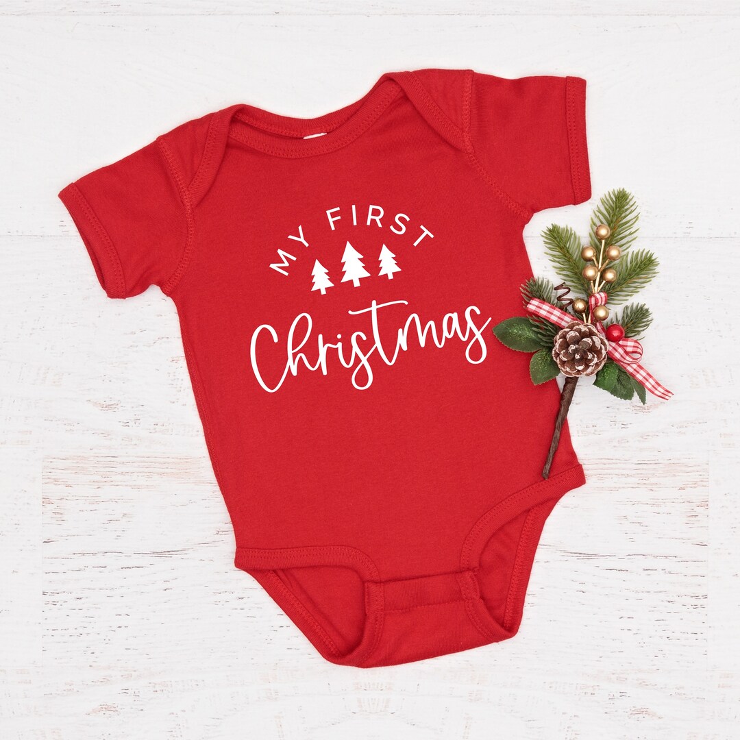 My First Christmas Outfit Christmas Bodysuit New Baby Gift Etsy