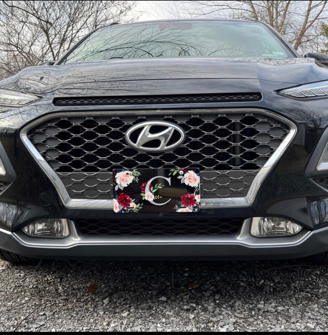 Burgundy & Silver Car Tag Floral Car Tag Monogrammed Car - Etsy