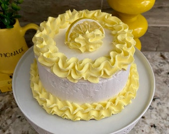 5” Faux Lemon Cake | Fake Dessert | Fake Cake | Fake Bake | Coffee Bar Decor