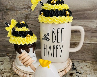 Bumble Bee Themed Rae Dunn/Regular Size Mug Topper or Marshmallow Mug Topper