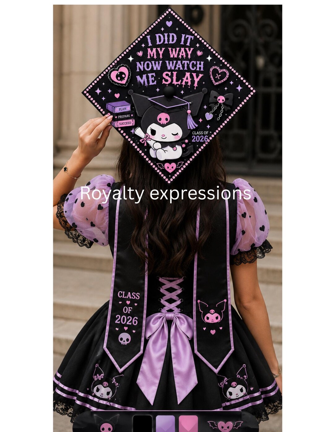 Kuromi Inspired Graduation Cap Topper 2026 | “I Did It My Way Now Watch ...