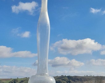 25.5" Special Grappa Wine Decanter Bottle, Vase, Old Blown Glass Liqueur Filter, Alcohol Purifier Demijohn, Sedimentation Drink, boho design