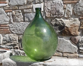 Yellow Green Glass Carboy, Demijohn, Dame Jeanne 54L XXL, Giant Glass Vase, Jug, Giant Flask