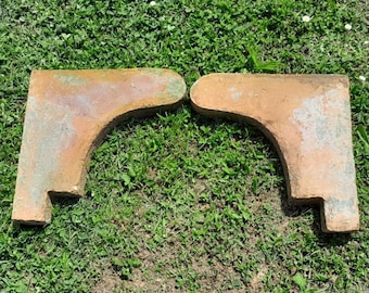 Couple of Shelves, Heavy Strong Terracotta Shelves Handmade Antiquity from 1800 years, Clay, Earthenware Pair of Shelves, Country Style