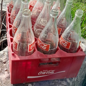 17" Collectible Coca-cola 1 Liter Bottles & Basket, Plastic Coke Holder