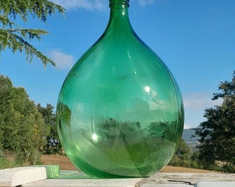 Vintage Italian Glass Giant Flagon, Big Bottle, Old 1950's, Vintage Demijohn, boho design