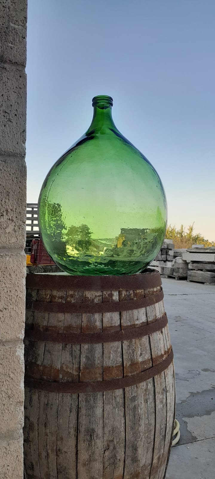 Vintage Italian Glass Giant Flagon, Big Bottle, Old 1950's