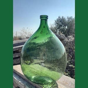 Antique-Italian-blown-glass-flagon-big-bottle-old-bottle-antique-demijohn, Country Design