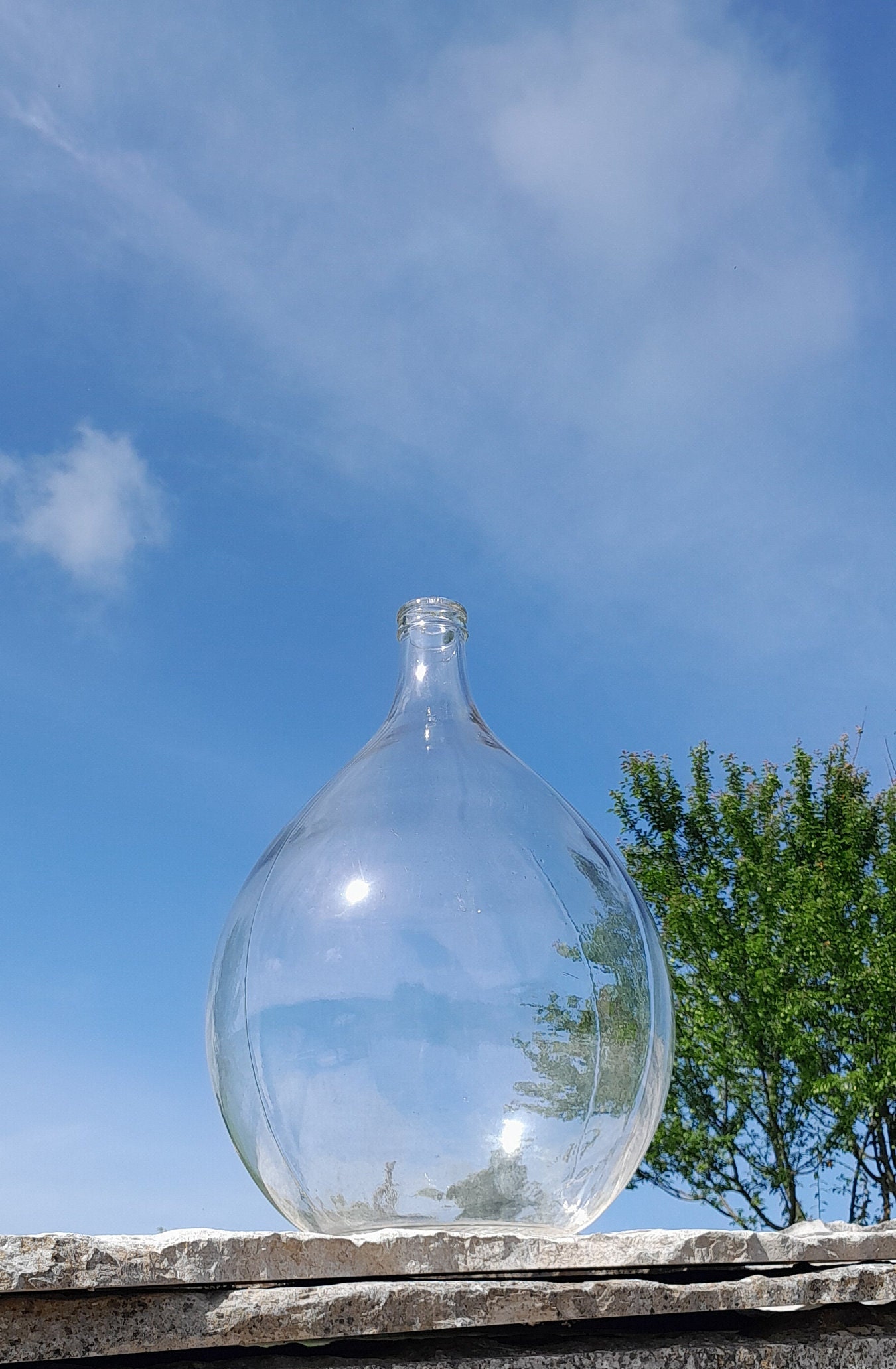 Vintage Italian Glass Demijohn, Old Italian Carboy, Vintage Vase