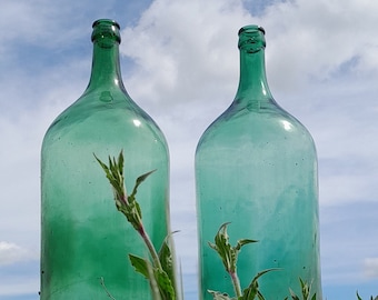Couple of Napoli Glass Carboys, Vintage glass big bottles, Big Bowls, Big Bottles for Oliva Oil, Demijohns, Country Style