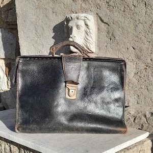 1970's Leather Doctor's Bag, Purse, handbag, Made in Italy
