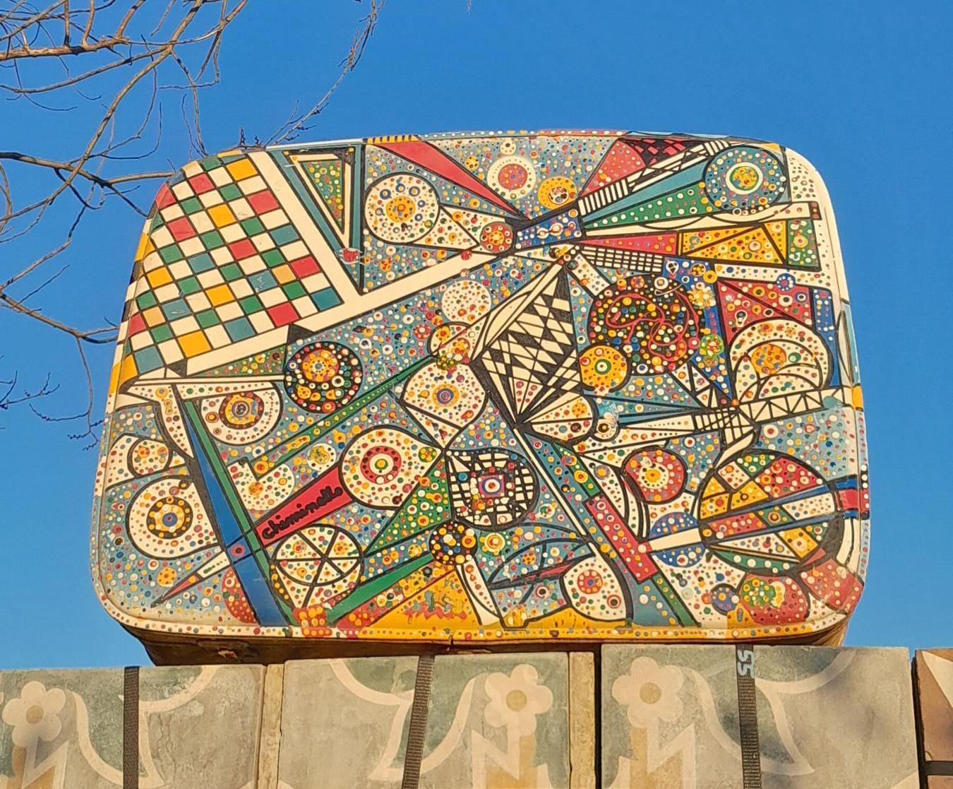 Vintage suitcase, Modern Abstract Art Painting Theme, Suitcase for Home Decor, Storage Organizer, Prop Material, modern antiques