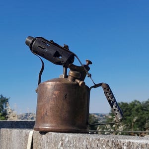 Vintage Brass Petrol Torch, Petrol Lamp, Blowtorch, Blowlamp, flamethrower, Companion Brand, Made in AU, Max Sievert Sweden, Country Style