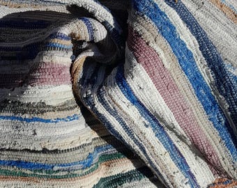 Alfombra de algodón multicolor, hecha a mano, estilo rústico italiano.