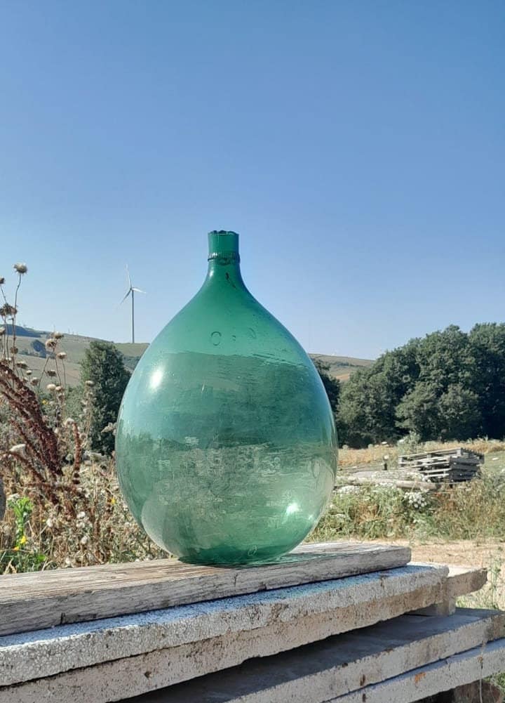 ヴィンテージ　大きな　蓋付きボトル　エメラルドグリーン　ガラスボトル Giant Glass Jug - Etsy