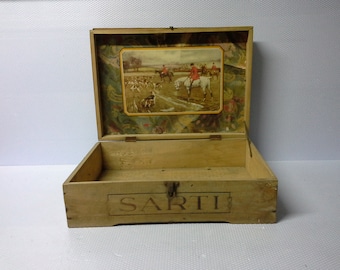 70's Sarti Liquor Adv Box, Wooden Promo Chest, Adv Sarti Italian Liqueur Suitcase, Cottage Decor