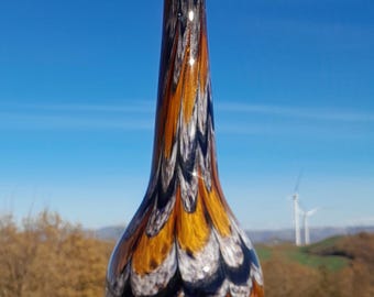 Variegated Drop Vase, Narrow Neck Vase, Ornamental Glass Blown Glass Jug, Venetian Drop Design, nature inspired
