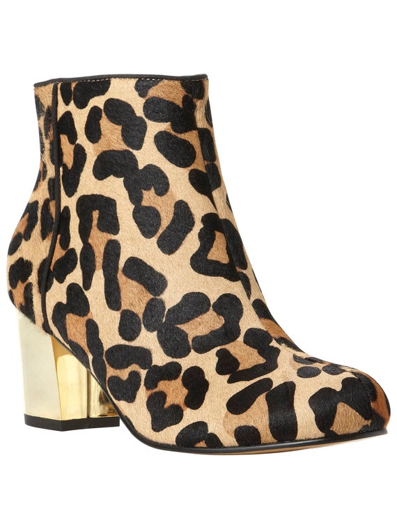 dune leopard ankle boots
