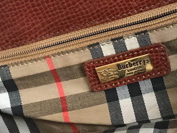 Burberry Burberrys Brown Leather Bag  w House Che… - image 6