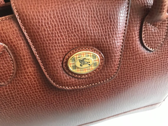 Burberry Burberrys Brown Leather Bag  w House Che… - image 5