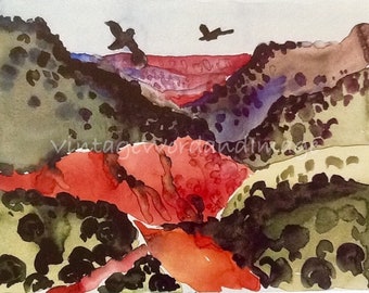 Georgia O'Keeffe Art Print Canyon with Crows Vintage Lithograph American Modern Southwest Desert Landscape Home Office Wall Decor O'Keefe