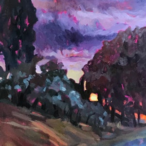 Sunset (Original oil painting, Impressionism)