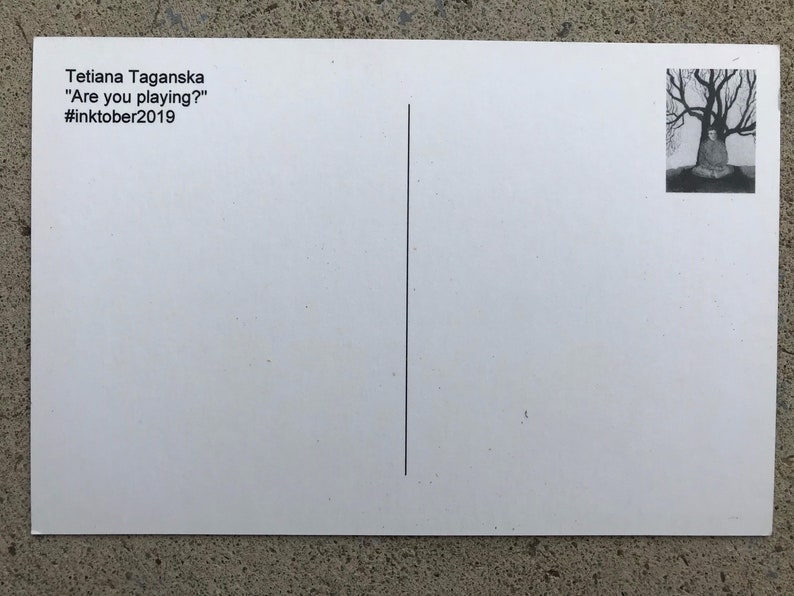 Postcard \u201cAre you playing?\u201d Inktober 2019