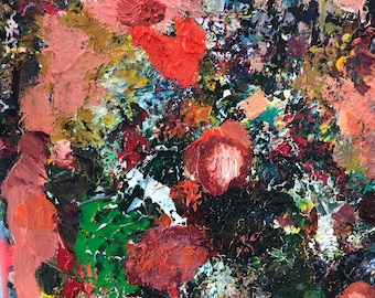 Flower garden (abstract art, original oil painting)