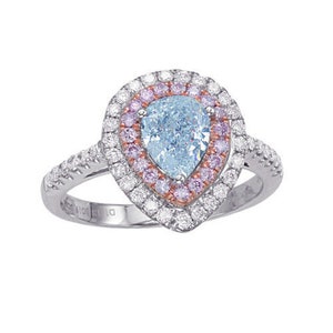 Real Gia 1.68ct Natural Fancy Luz Azul & Rosa Diamantes Anillo de Compromiso 18k