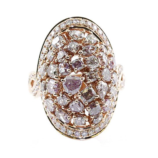 Real 5.35ct Natural Fancy Purple Diamonds Engagement Ring 18k