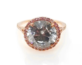 5.60ct Fancy Gray en Argyle 6pp Intense Pink Diamond Verlovingsring Gia 18k Si2