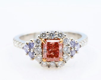 Natural Pink and Blue Diamond Ring: 1.3ct Argyle Fancy Intense