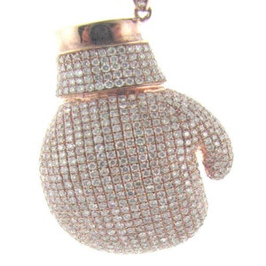 3.52ct Fancy Pink Diamonds Boxing Pendant Necklace 18k Rose Gold 14g Glove