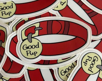 3" Sticker - "Good Pup' Collar Red