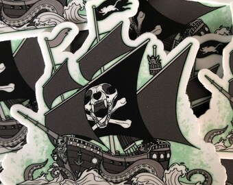 3" Sticker - Pirate Ship Sphynx Cat