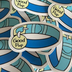 3&quot; Sticker - &quot;Good Pup&#39; Collar Blue